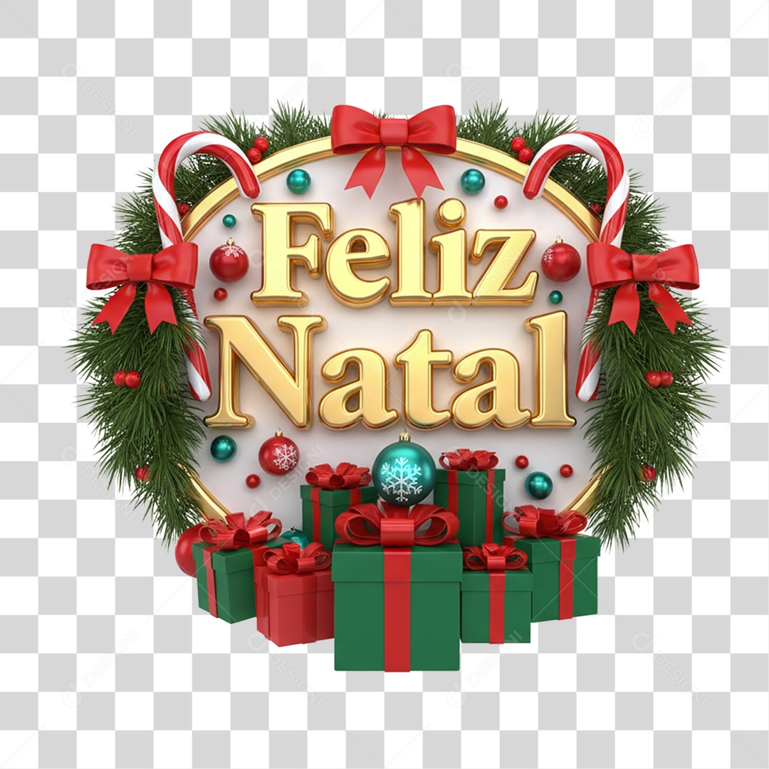 Selo 3D Feliz Natal PNG Transparente