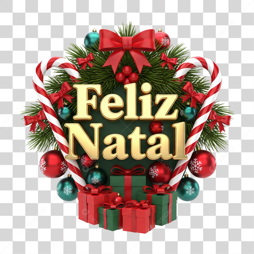 Selo 3D Feliz Natal PNG Transparente
