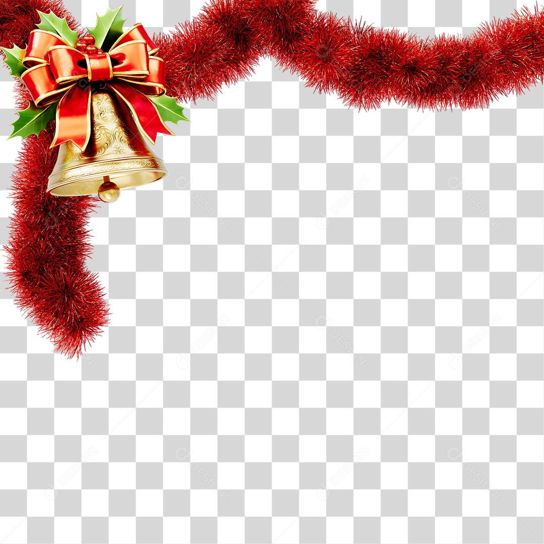 Elemento 3D Fios Sinos Decoração de Natal PNG Transparente