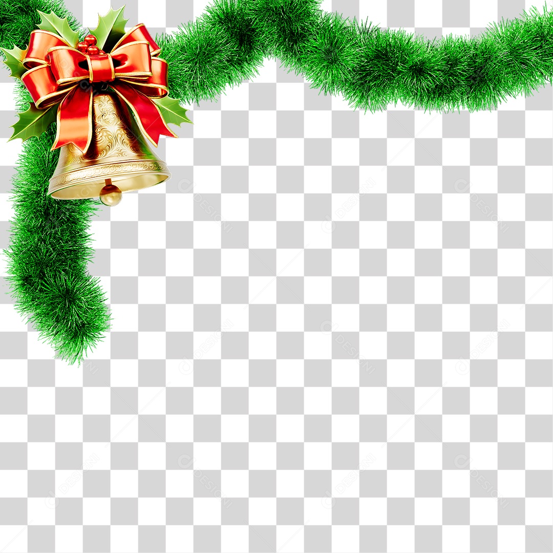 Elemento 3D Fios Sinos Decoração de Natal PNG Transparente