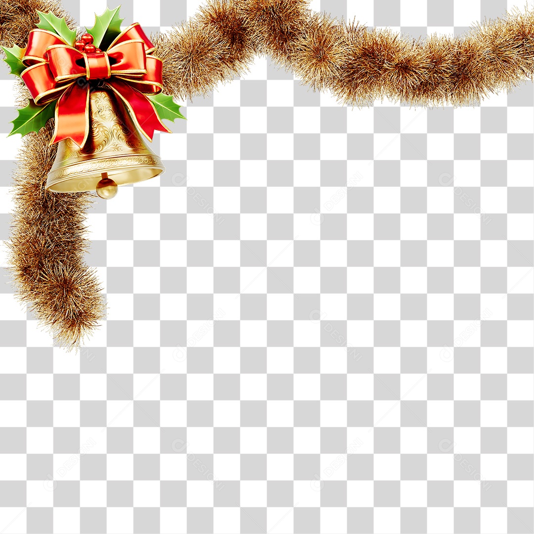 Elemento 3D Fios Sinos Decoração de Natal PNG Transparente