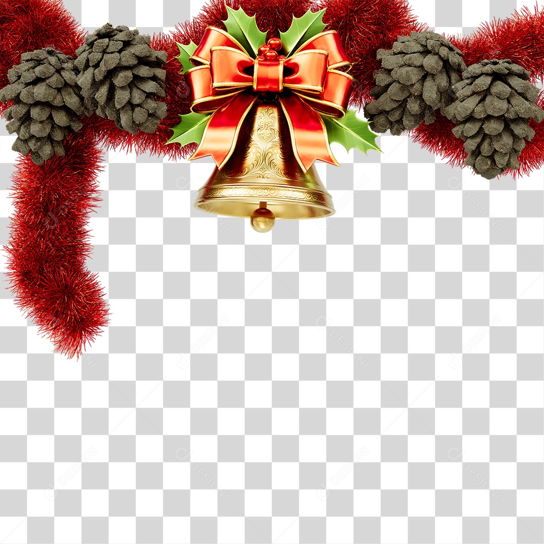 Elemento 3D Fios Sinos Decoração de Natal PNG Transparente