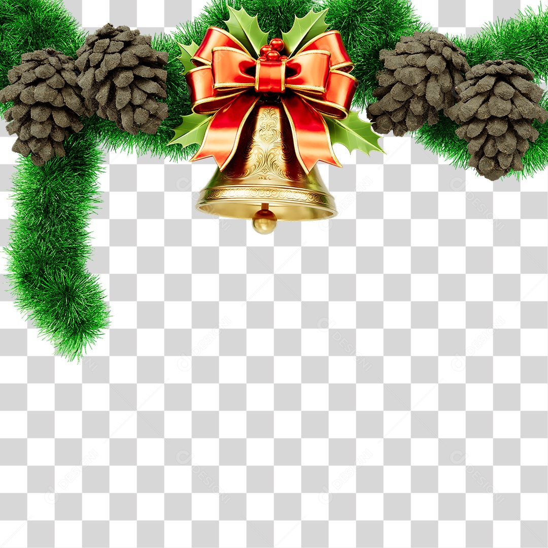 Elemento 3D Fios Sinos Decoração de Natal PNG Transparente
