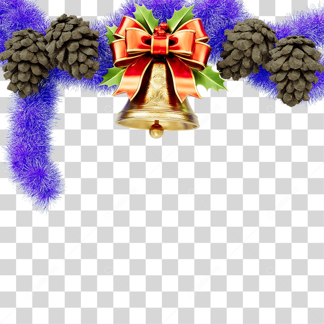 Elemento 3D Fios Sinos Decoração de Natal PNG Transparente