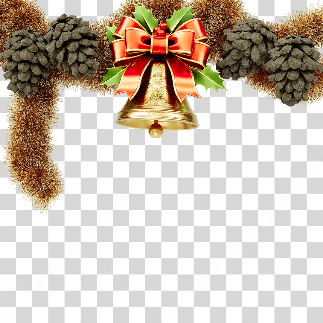 Elemento 3D Fios Sinos Decoração de Natal PNG Transparente