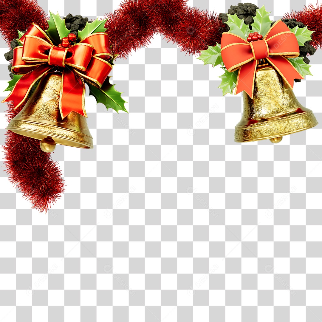 Elemento 3D Fios Sinos Decoração de Natal PNG Transparente