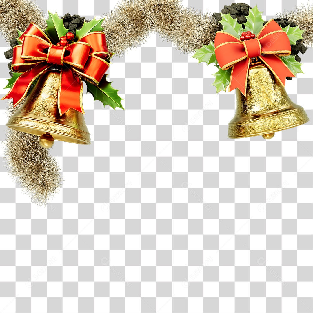 3D Element, Strings, Bells, Christmas Decor, Transparent PNG