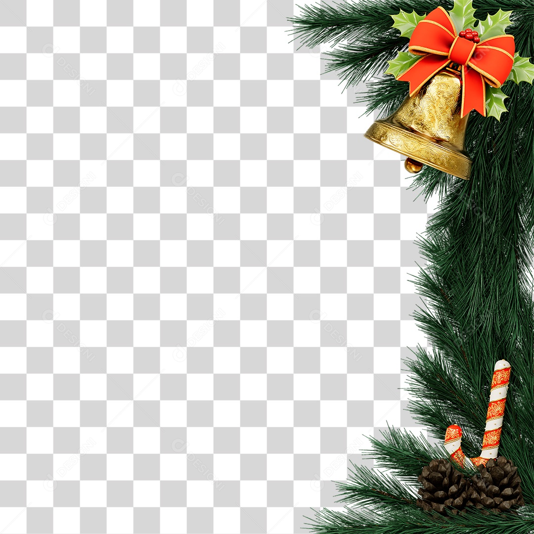 Elemento 3D Galhos Decoração de Natal PNG Transparente