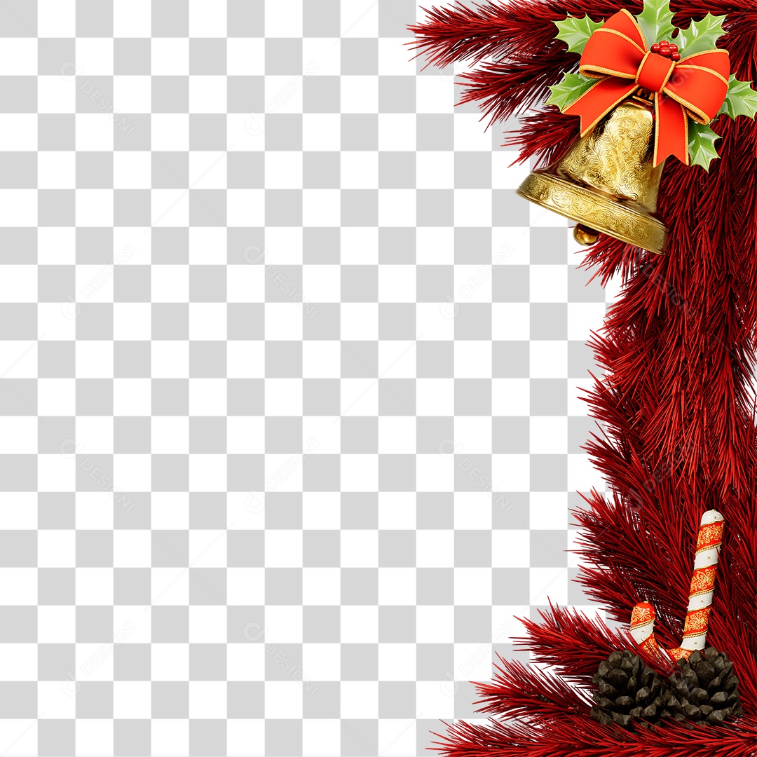 Elemento 3D Galhos Decoração de Natal PNG Transparente