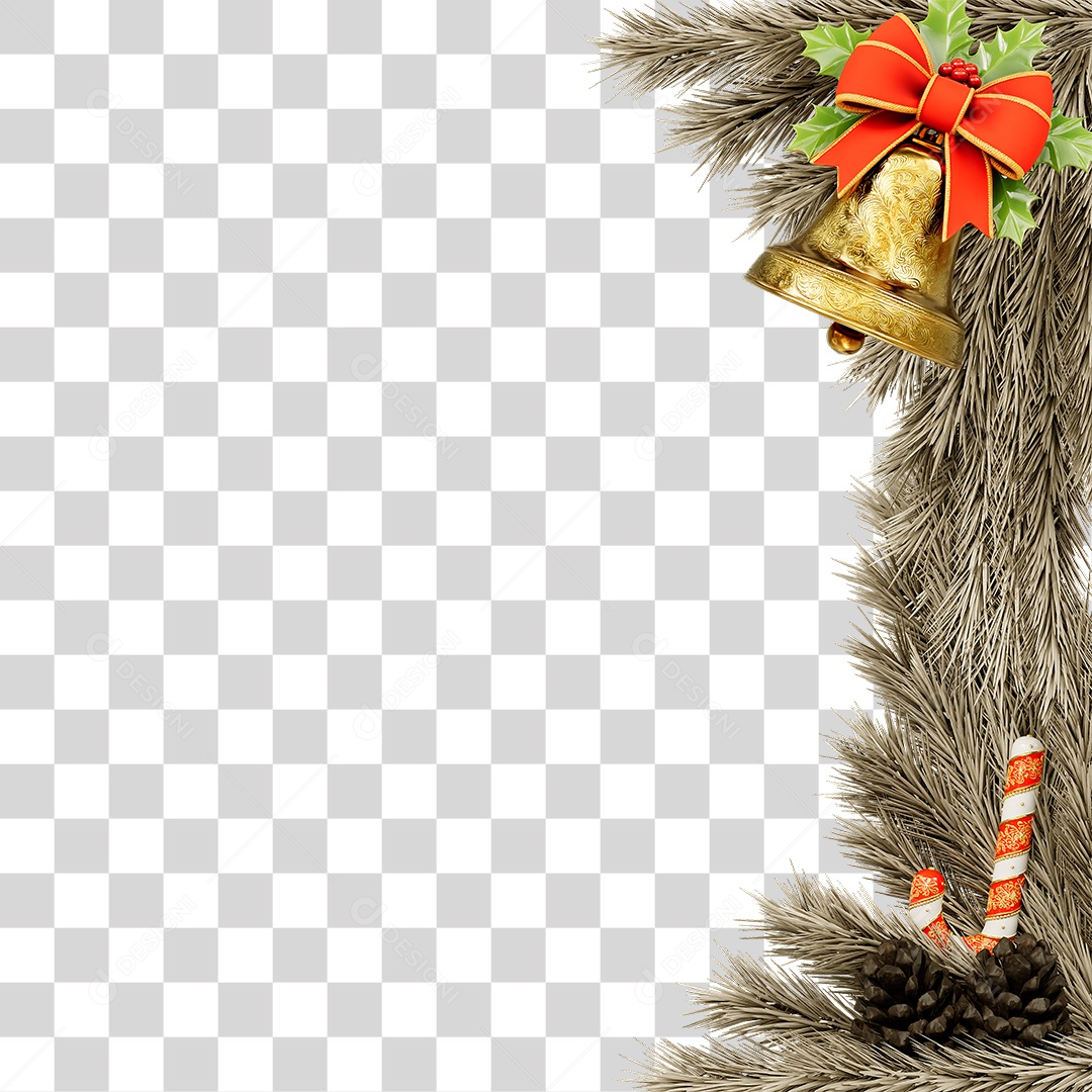 Elemento 3D Galhos Decoração de Natal PNG Transparente