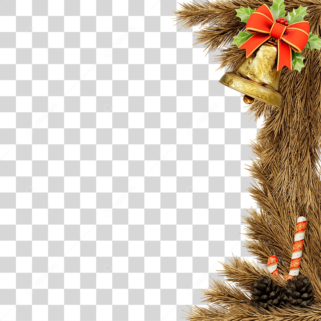 Elemento 3D Galhos Decoração de Natal PNG Transparente