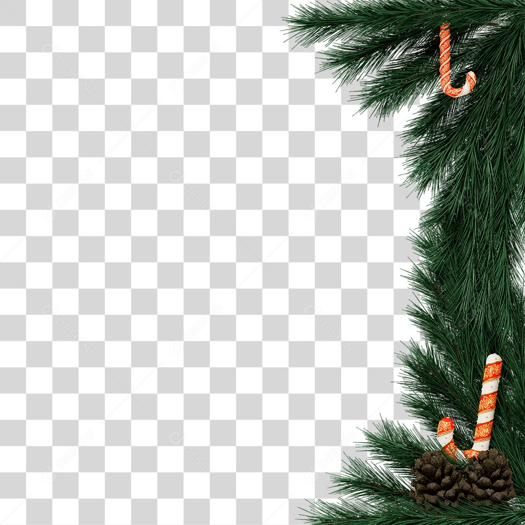 Elemento 3D Galhos Decoração de Natal PNG Transparente