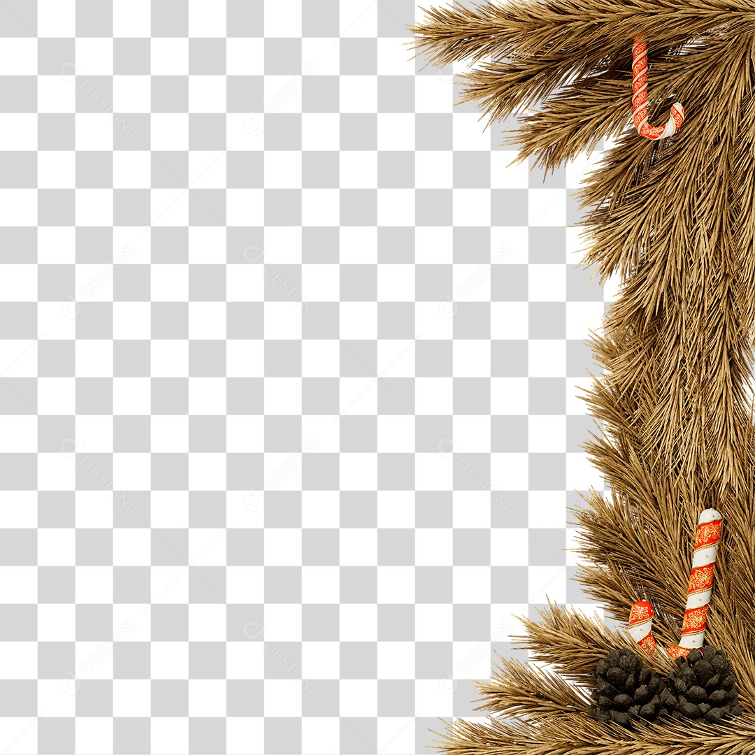 Elemento 3D Galhos Decoração de Natal PNG Transparente