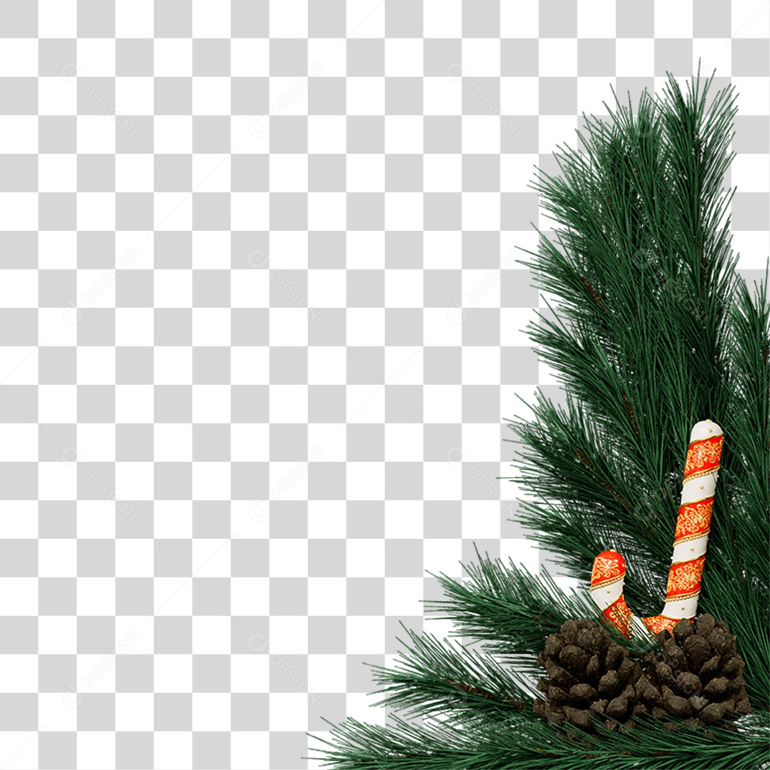 Elemento 3D Galhos Decoração de Natal PNG Transparente