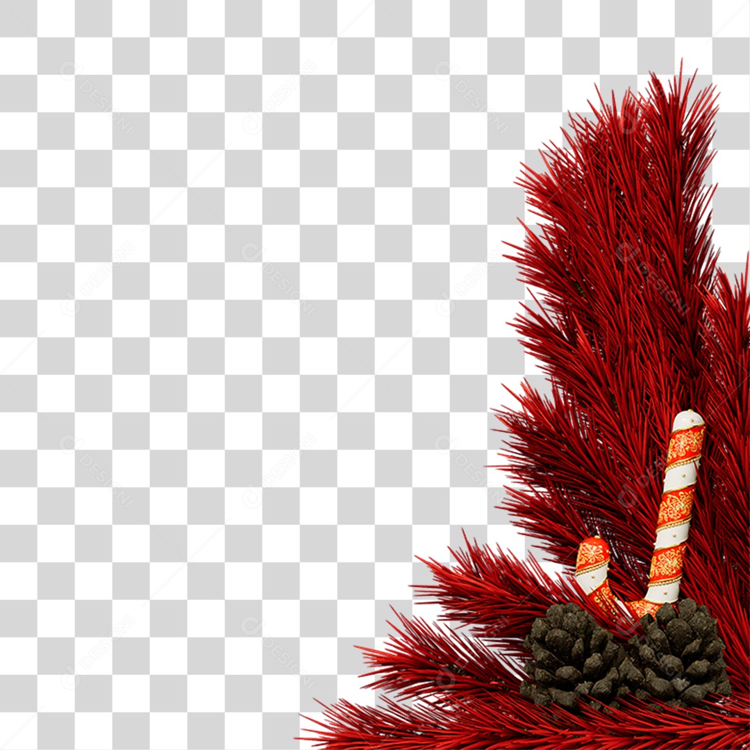 Elemento 3D Galhos Decoração de Natal PNG Transparente