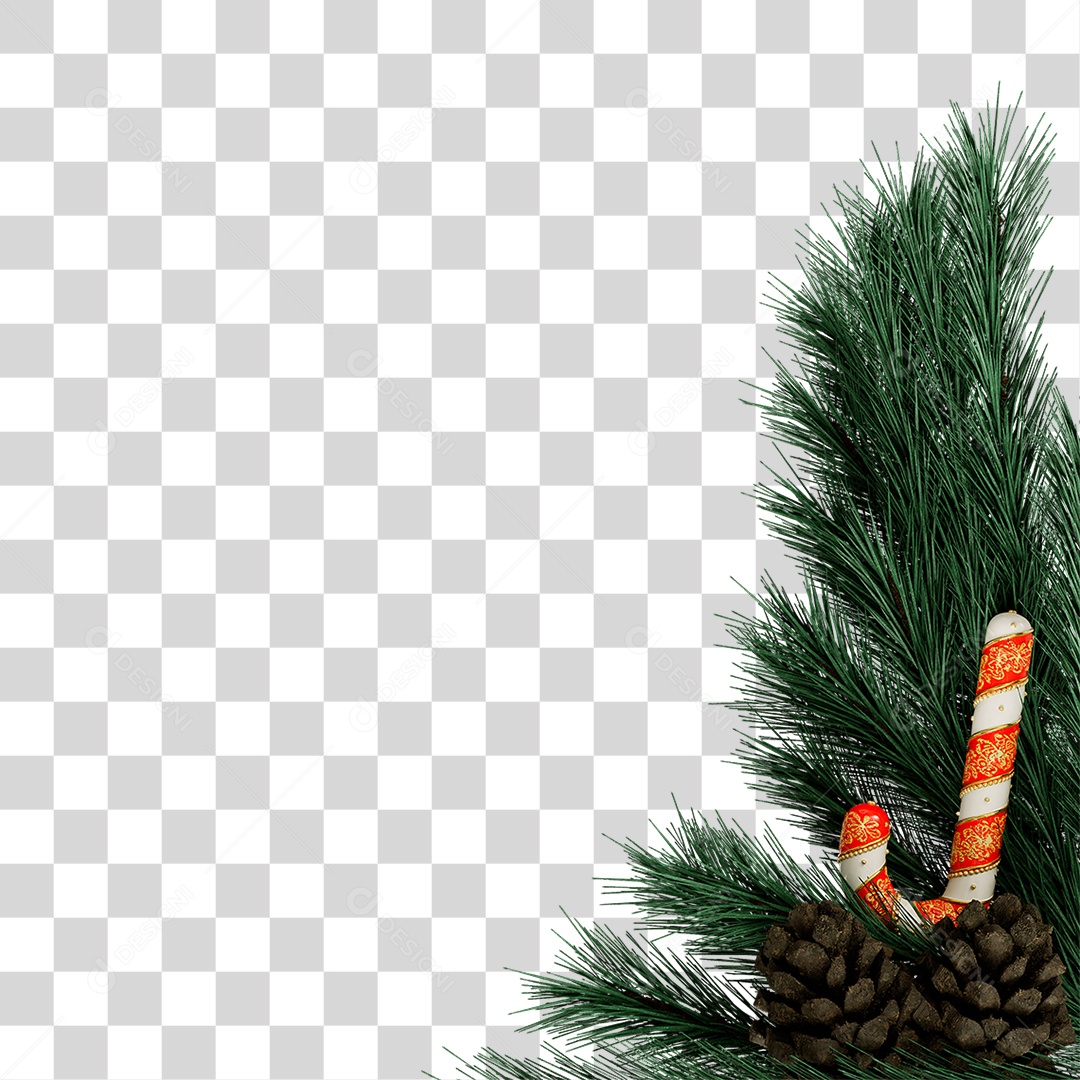 Elemento 3D Galhos Decoração de Natal PNG Transparente