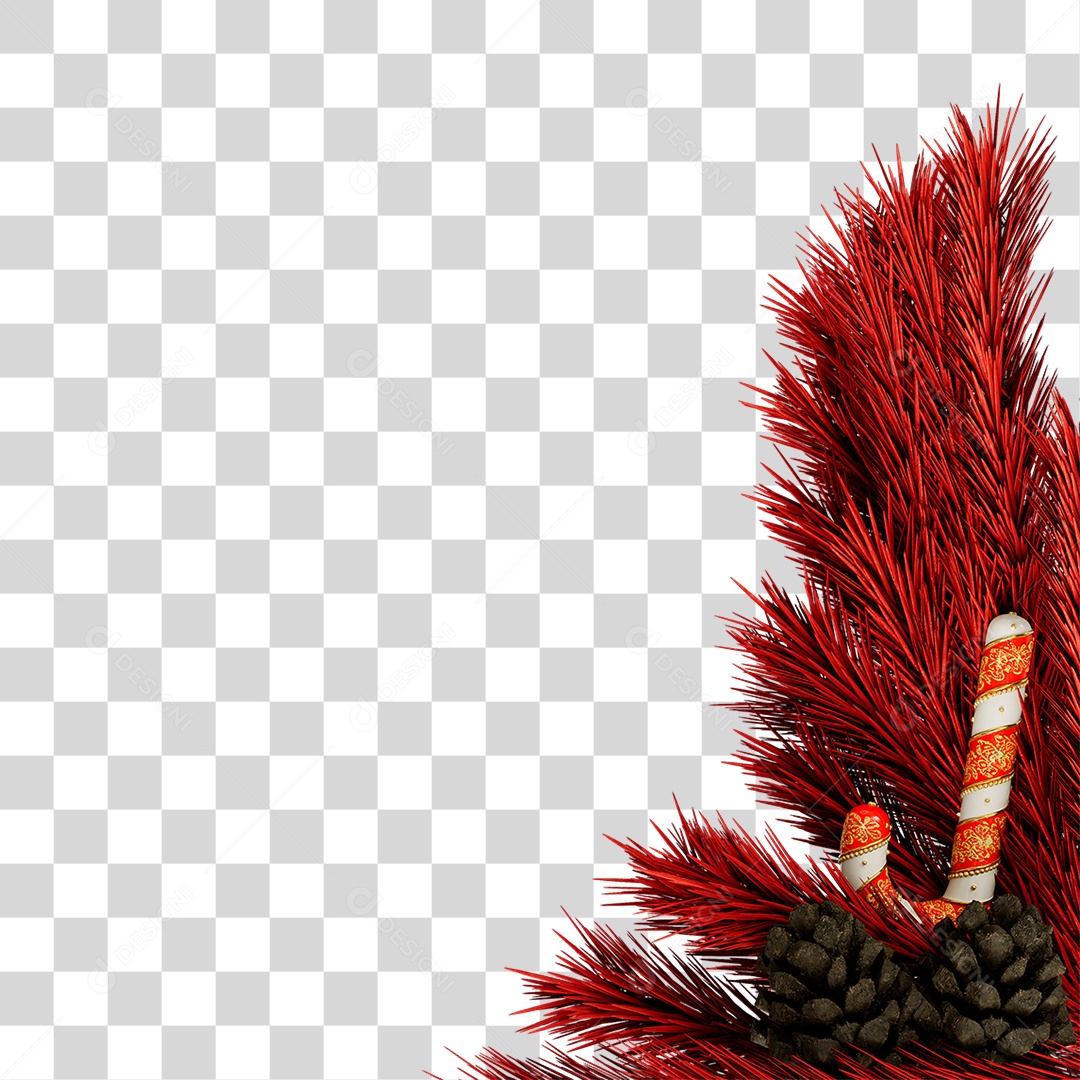 Elemento 3D Galhos Decoração de Natal PNG Transparente