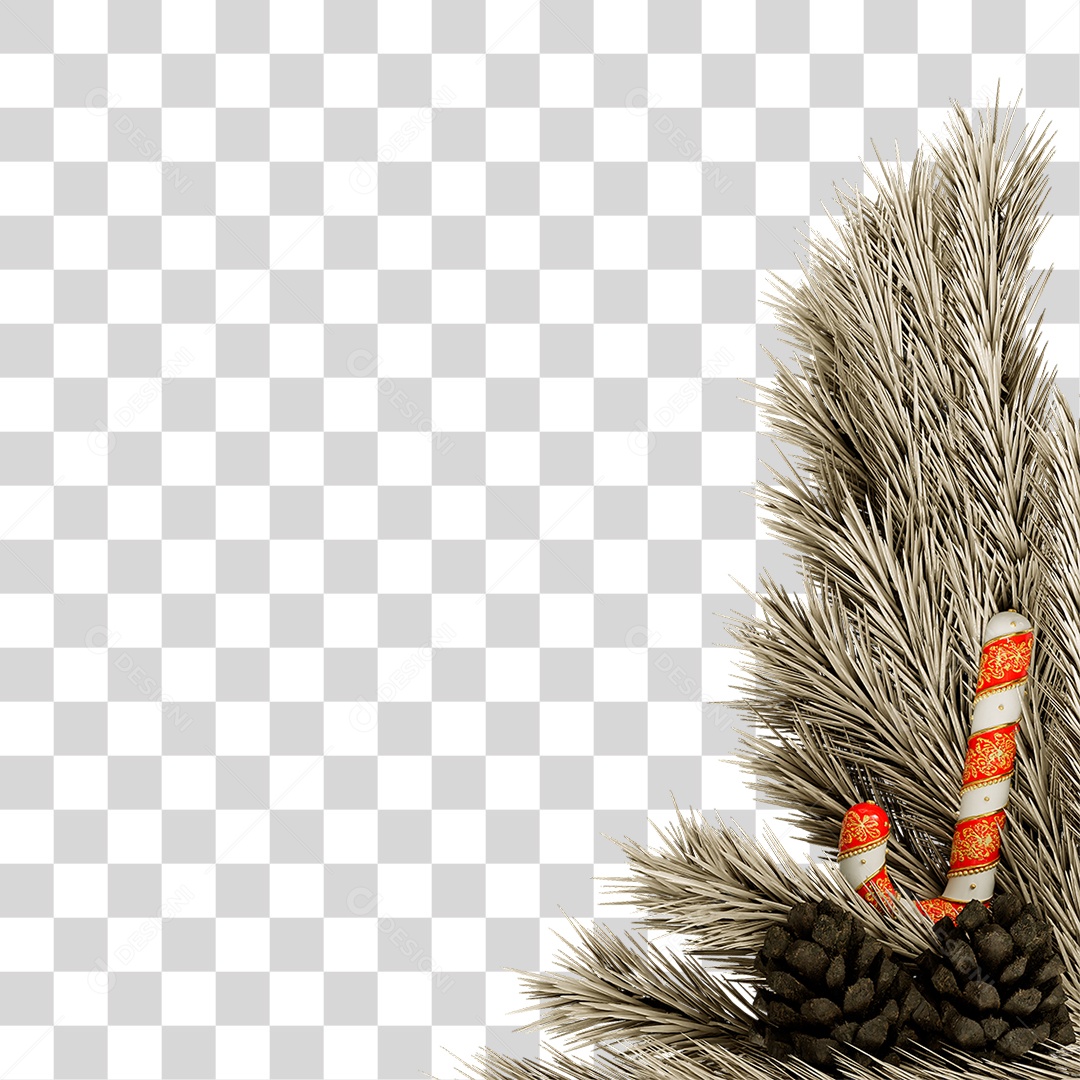 Elemento 3D Galhos Decoração de Natal PNG Transparente