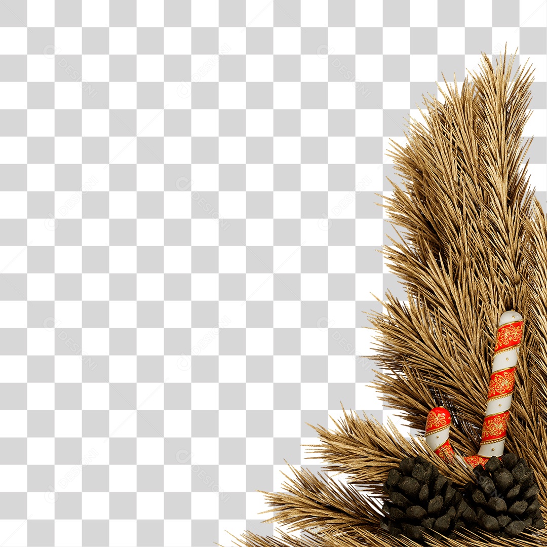 Elemento 3D Galhos Decoração de Natal PNG Transparente