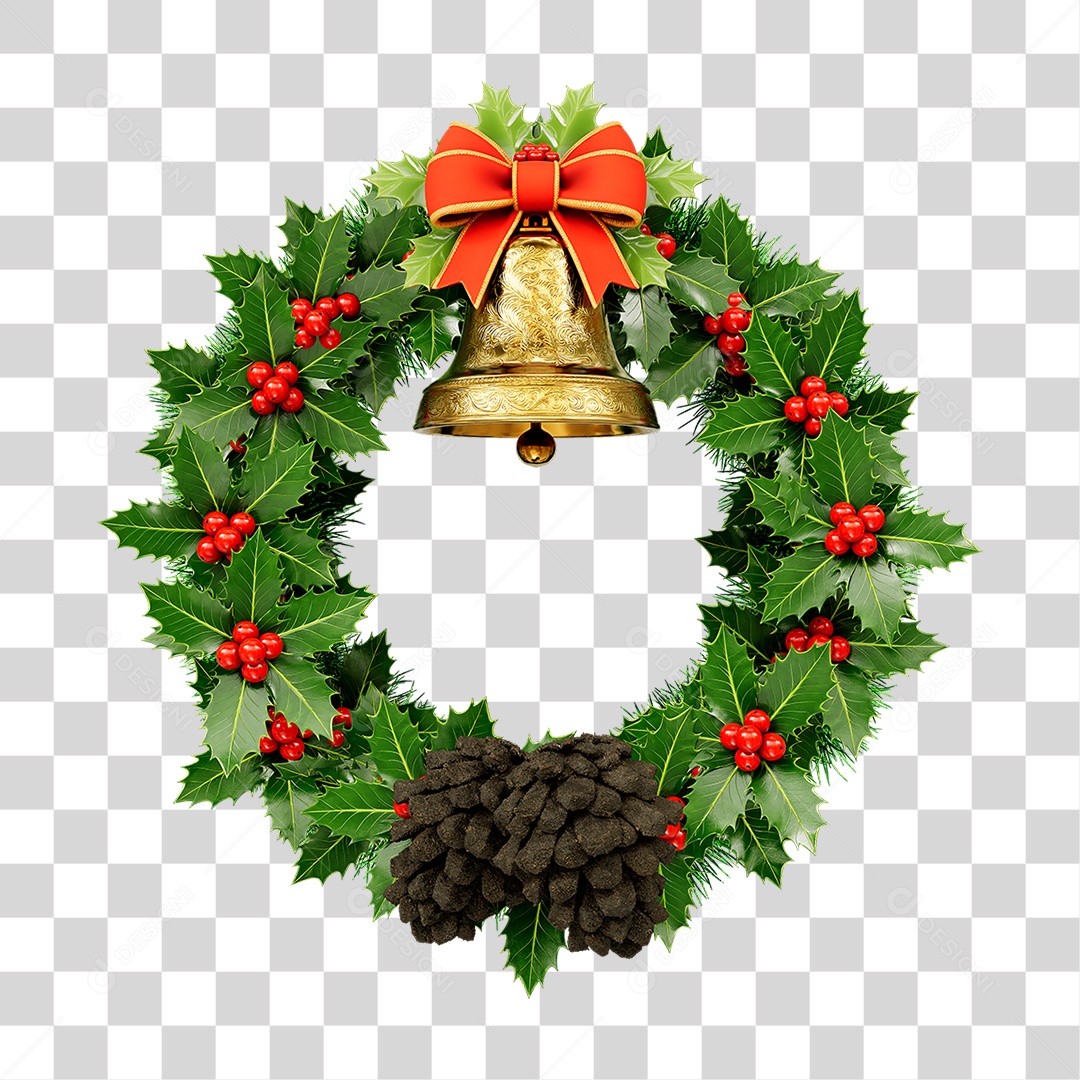 Elemento 3D Guirlanda Decoração de Natal PNG Transparente