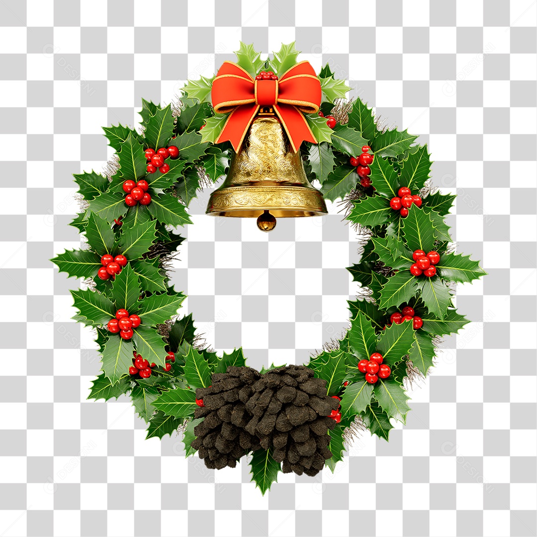 Elemento 3D Guirlanda Decoração de Natal PNG Transparente
