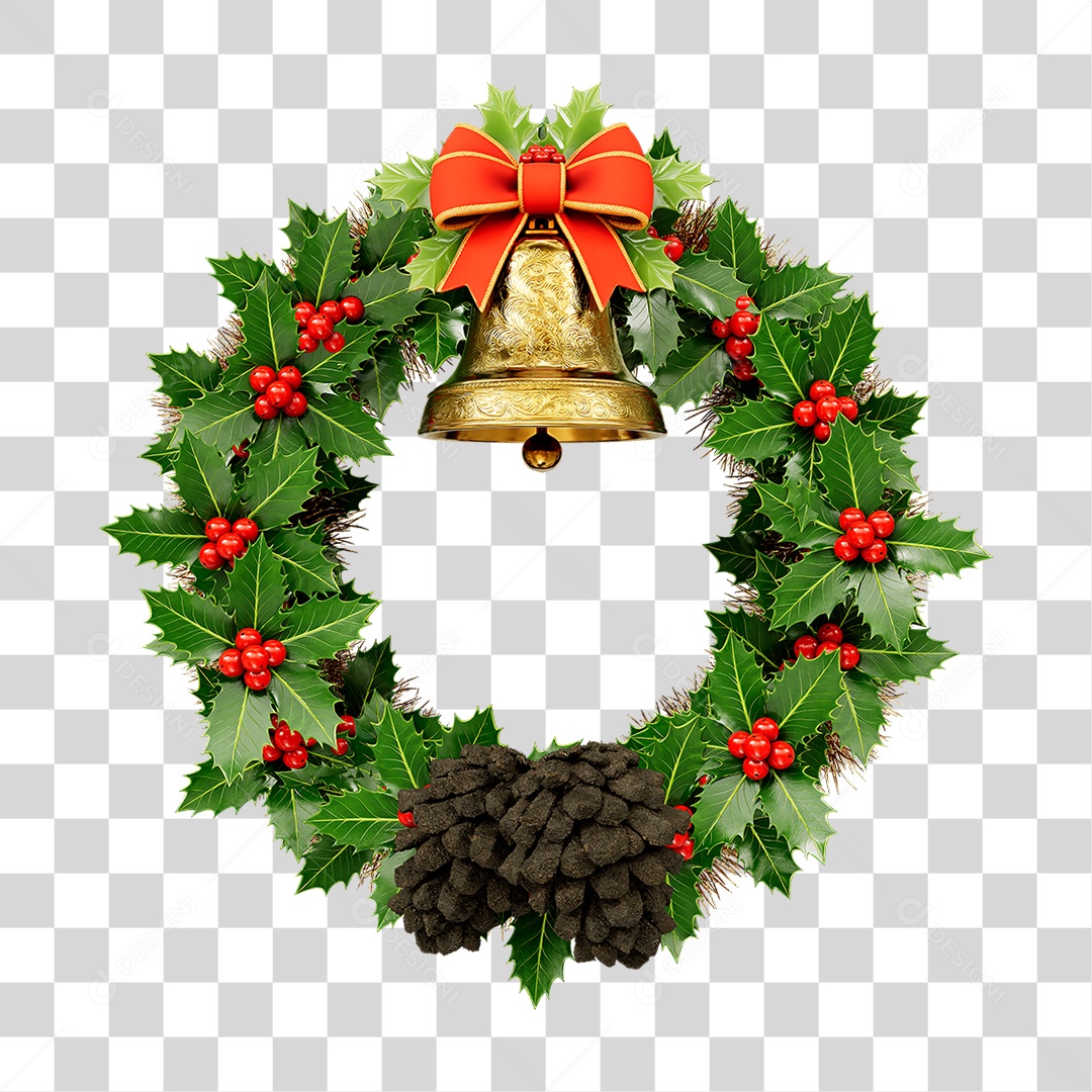 Elemento 3D Guirlanda Decoração de Natal PNG Transparente