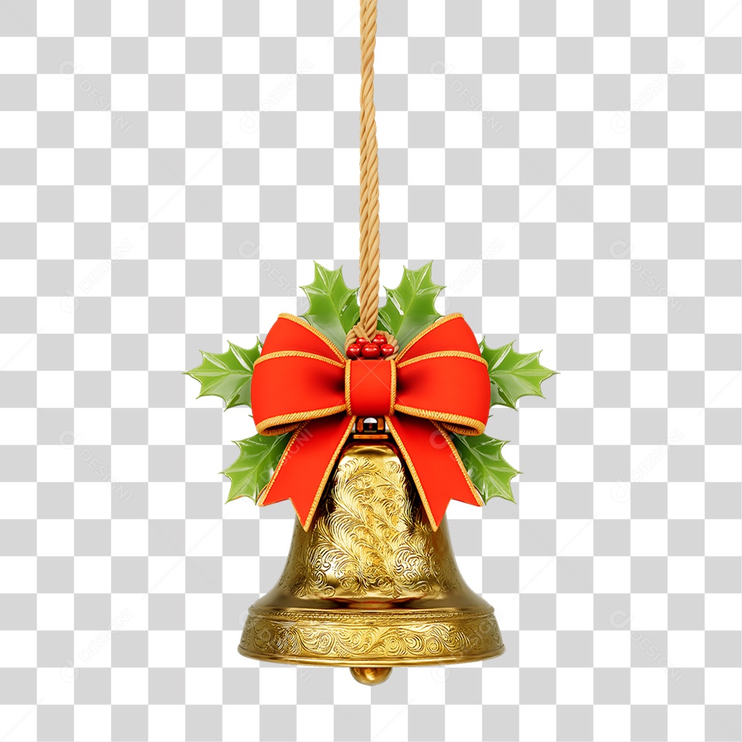 Elemento 3D Sinos Decoração de Natal PNG Transparente