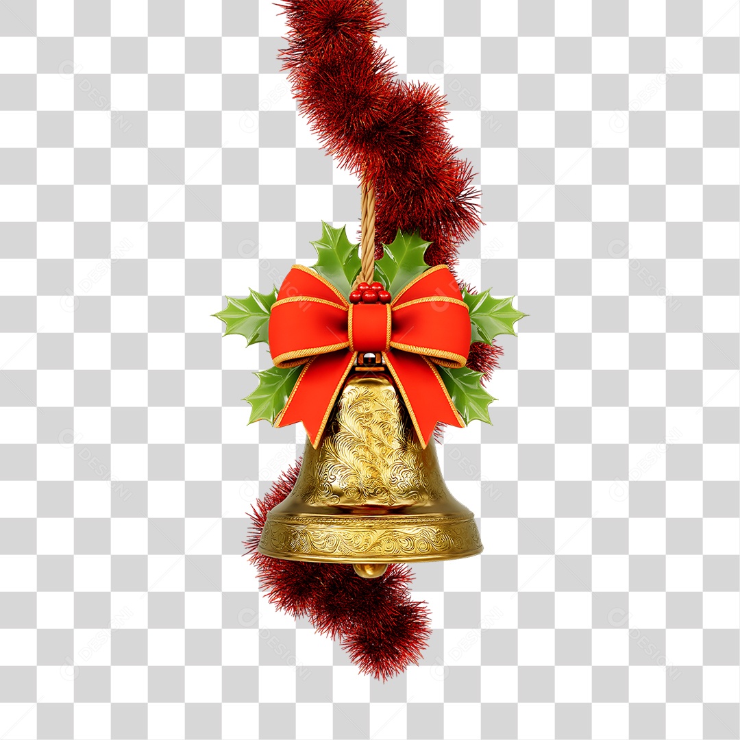 Elemento 3D Sinos Decoração de Natal PNG Transparente