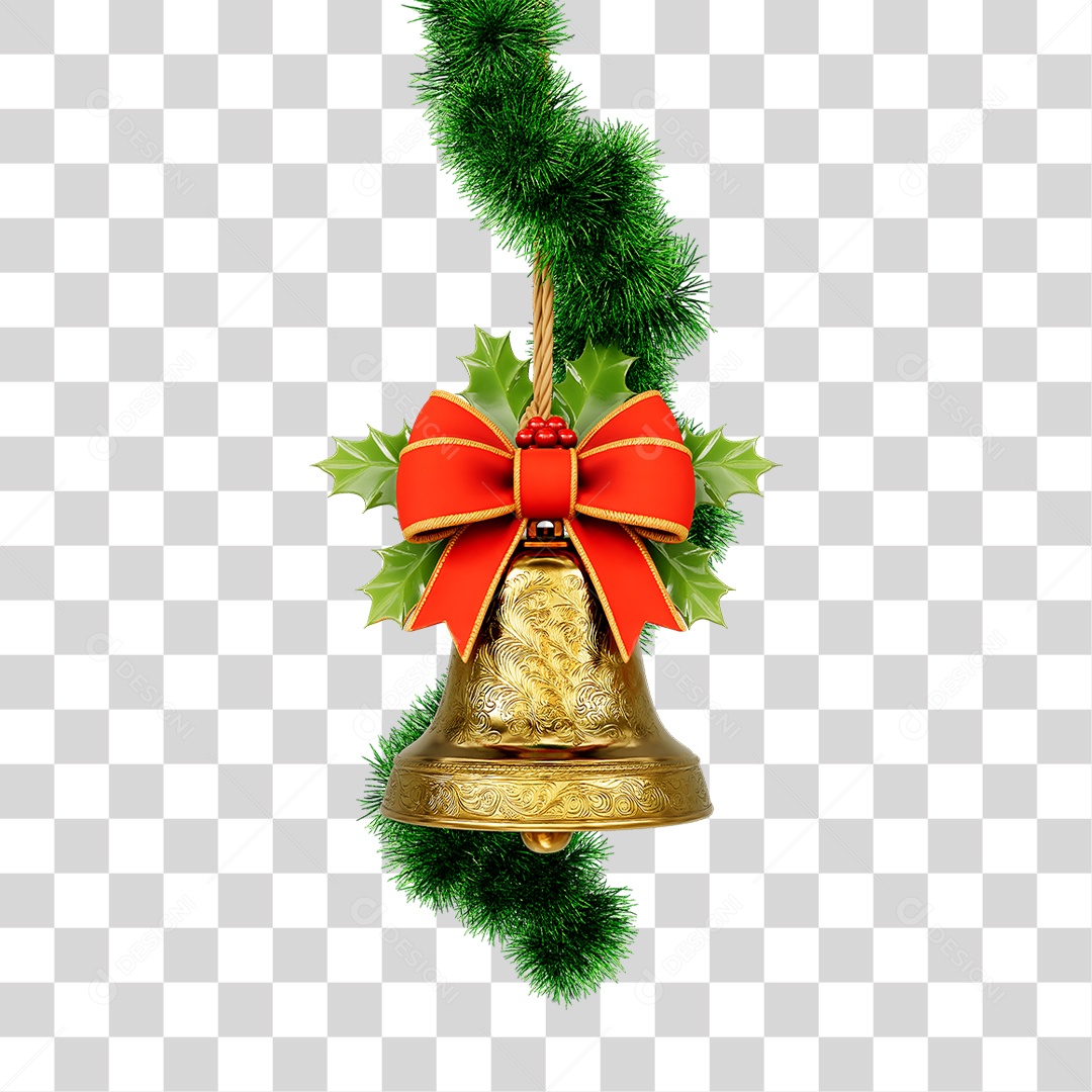 Elemento 3D Sinos Decoração de Natal PNG Transparente