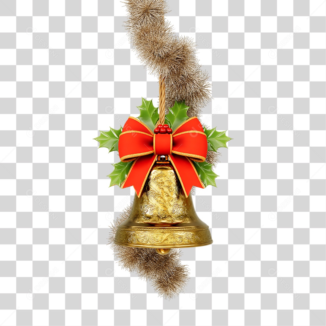 Elemento 3D Sinos Decoração de Natal PNG Transparente