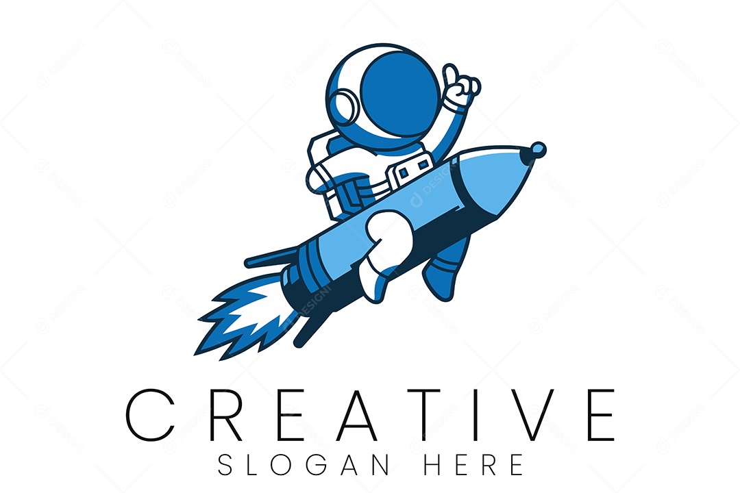 Logo de Empresa Astronauta Ilustração Vetor EPS + AI Editável