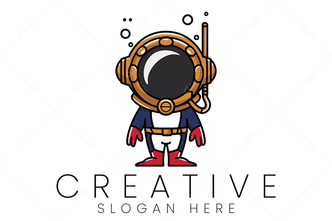 Logo de Empresa Mergulhador Ilustração Vetor EPS + AI Editável