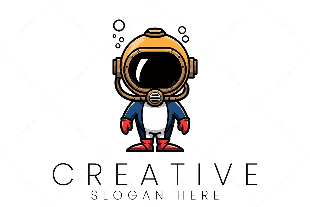 Logo de Empresa Mergulhador Ilustração Vetor EPS + AI Editável