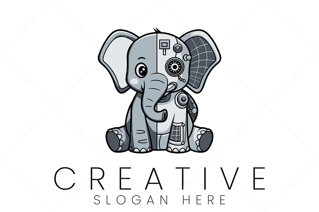 Logo de Animal Elefante Ilustração Vetor EPS + AI Editável