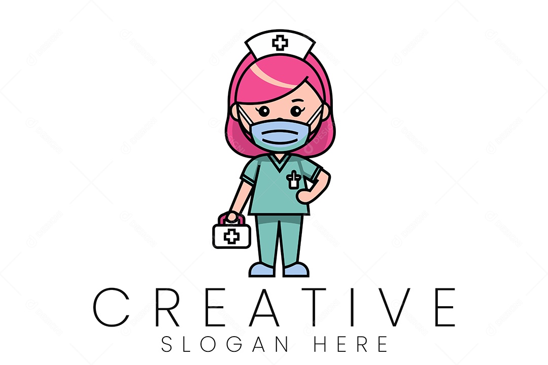 Logo de Enfermagem Ilustração Vetor EPS + AI Editável