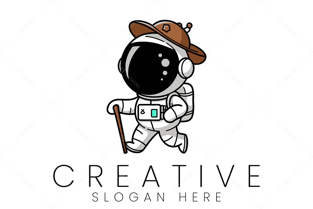 Logo de Empresa Astronauta Ilustração Vetor EPS + AI Editável