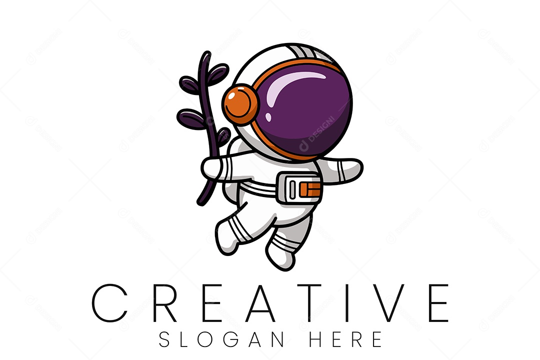 Logo de Empresa Astronauta Ilustração Vetor EPS + AI Editável