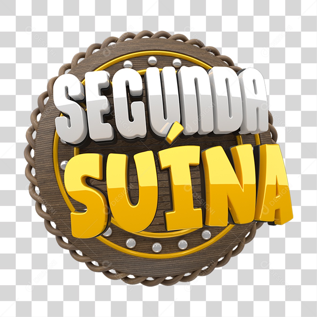 Selo 3D Segunda Suína PNG Transparente