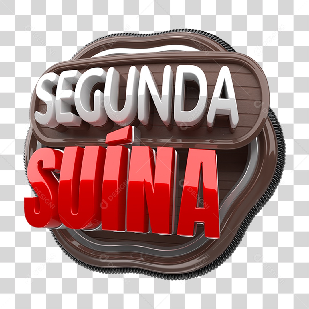 Selo 3D Segunda Suína PNG Transparente