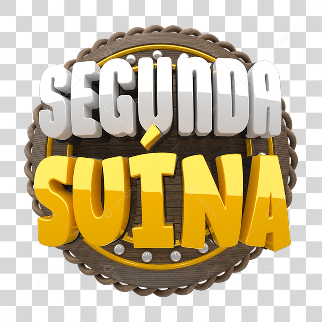 Selo 3D Segunda Suína PNG Transparente