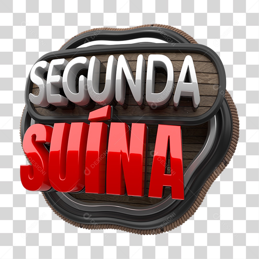 Selo 3D Segunda Suína PNG Transparente