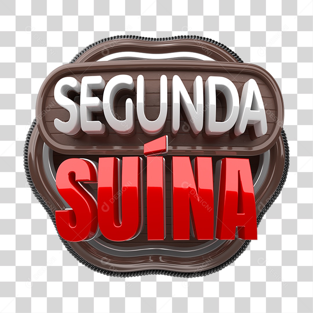 Selo 3D Segunda Suína PNG Transparente