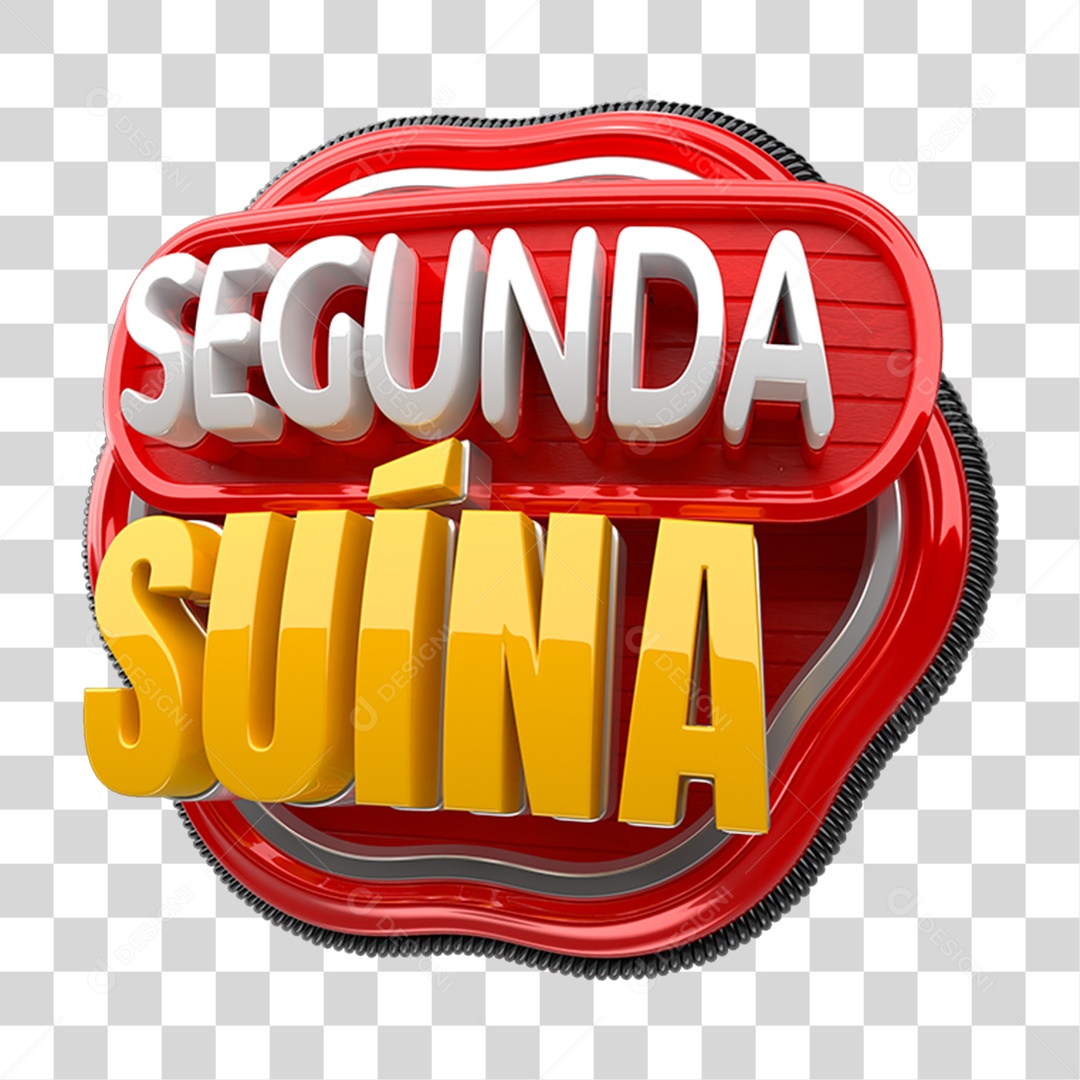 Selo 3D Segunda Suína PNG Transparente