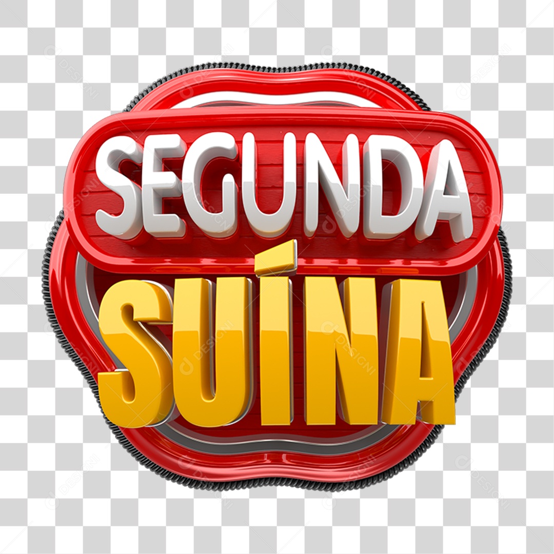 Selo 3D Segunda Suína PNG Transparente