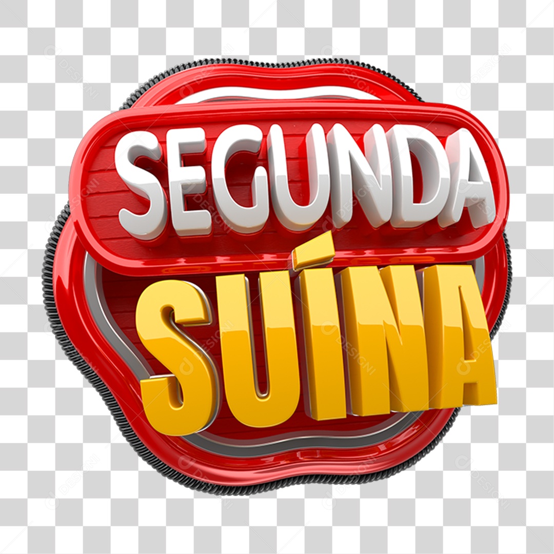 Selo 3D Segunda Suína PNG Transparente