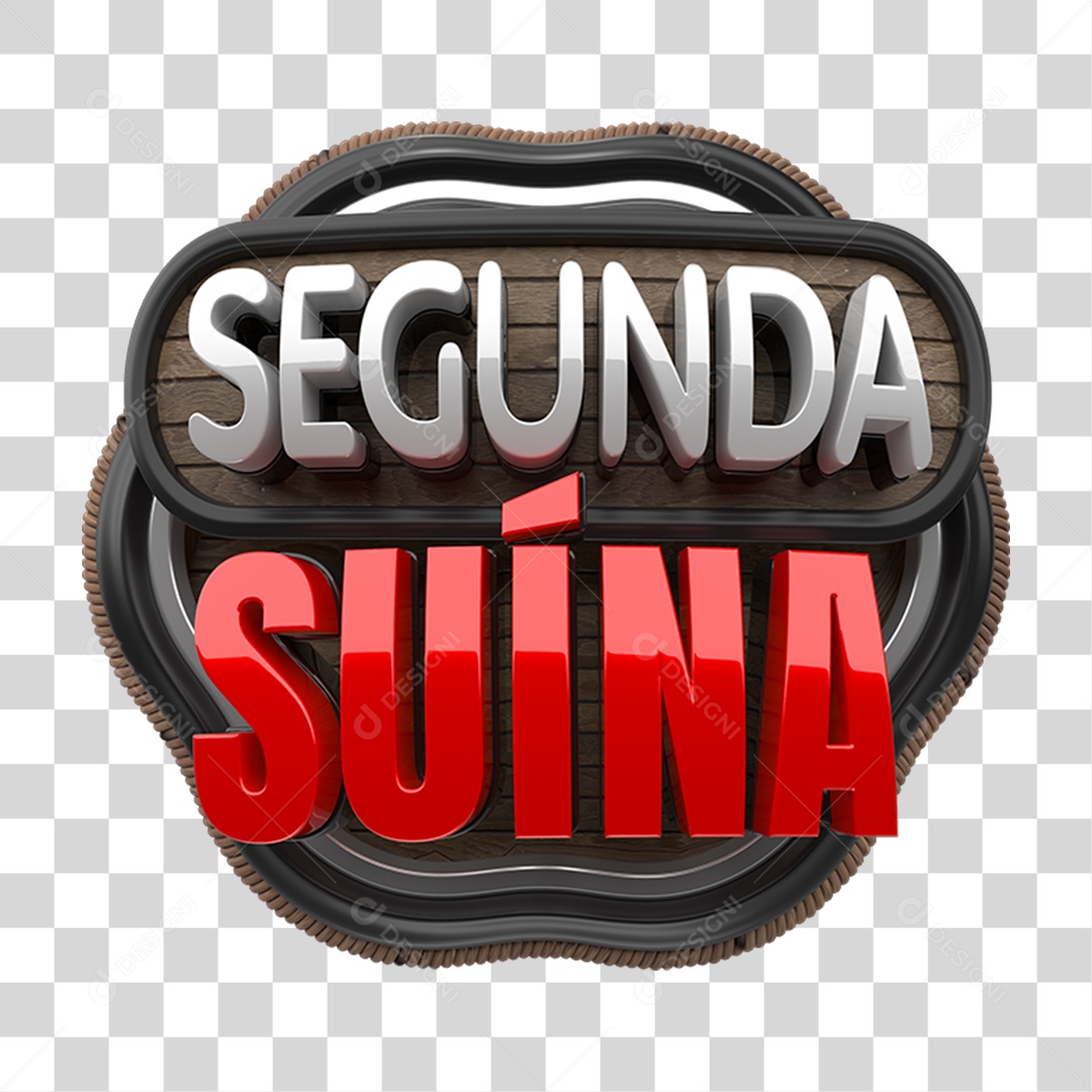 Selo 3D Segunda Suína PNG Transparente