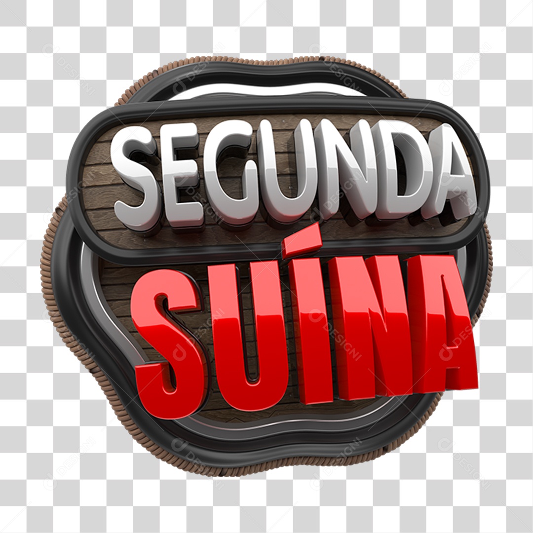 Selo 3D Segunda Suína PNG Transparente