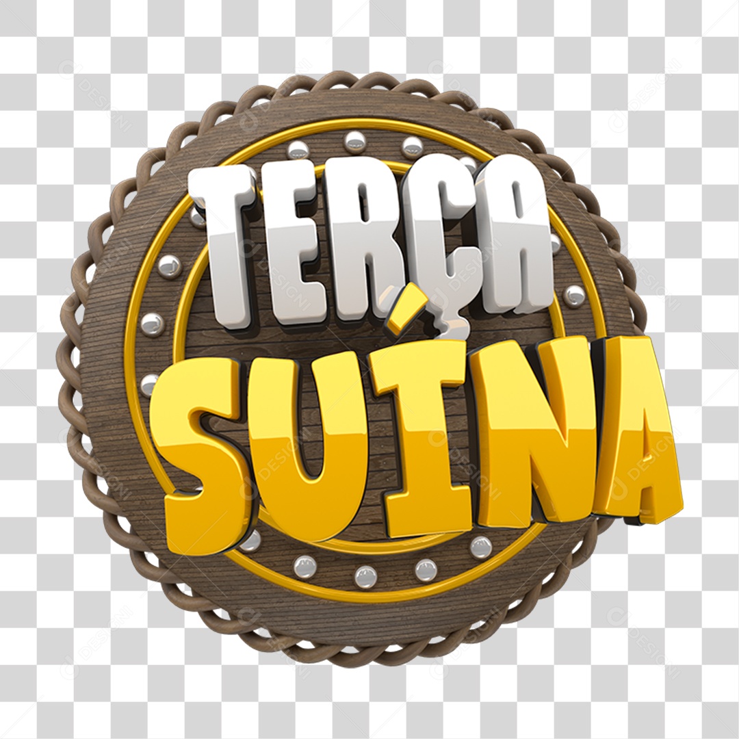 Selo 3D Terça Suína PNG Transparente