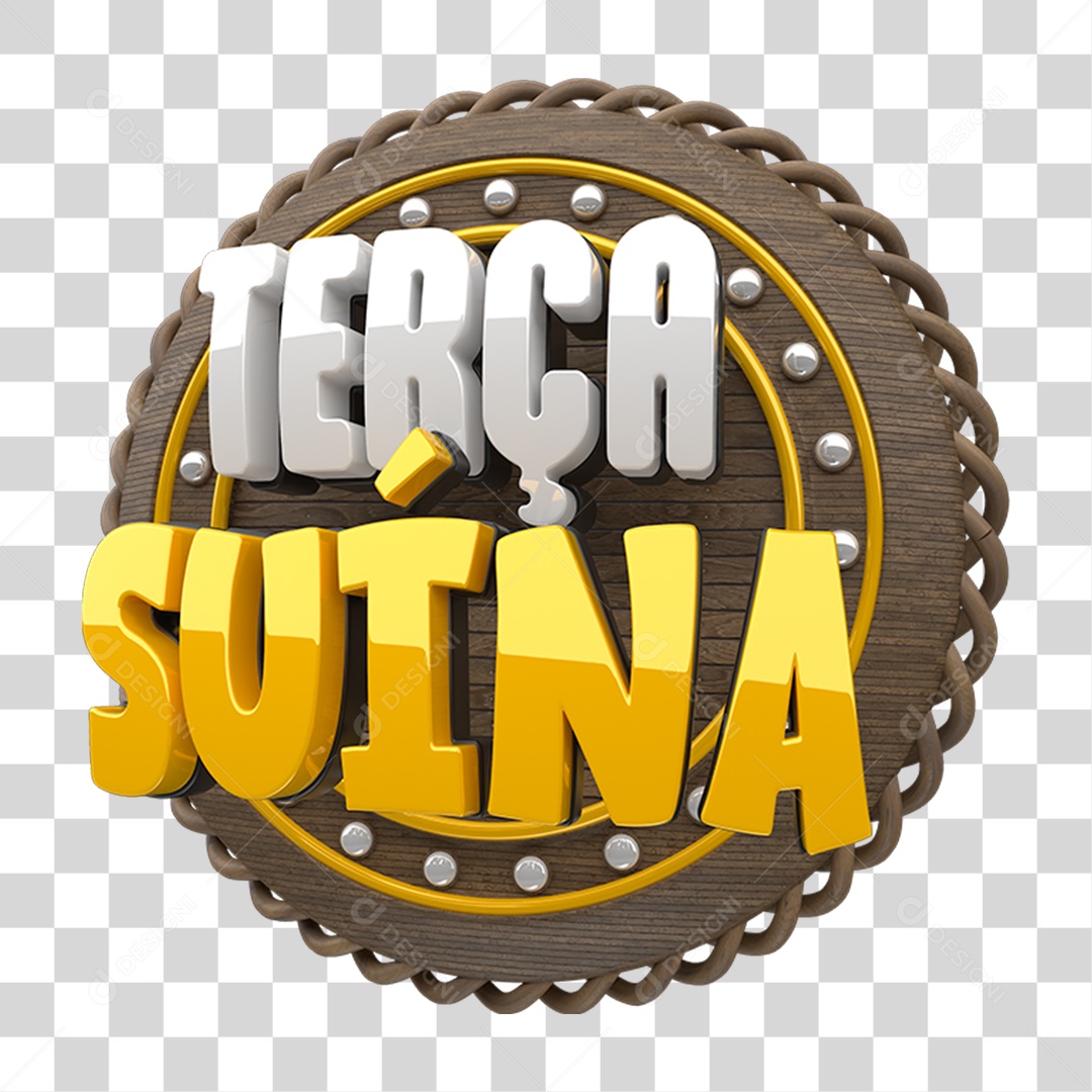 Selo 3D Terça Suína PNG Transparente