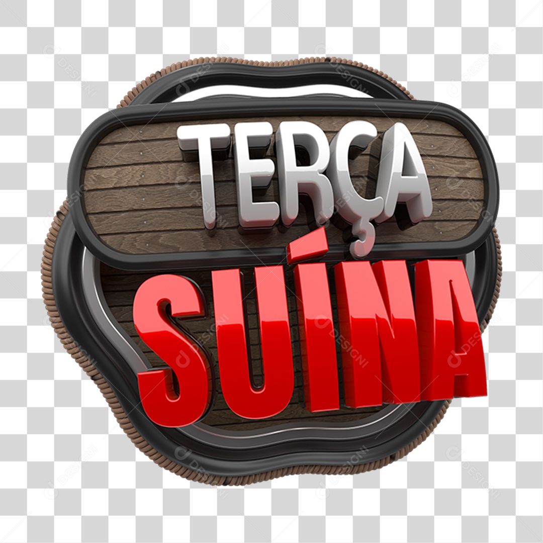 Selo 3D Terça Suína PNG Transparente